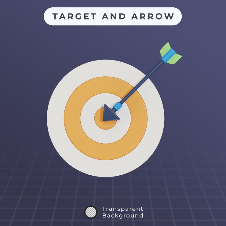 PSD 3d target and arrow illustration