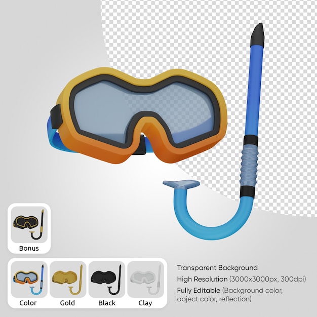 3D-Tauchmaske mit Glasvisier