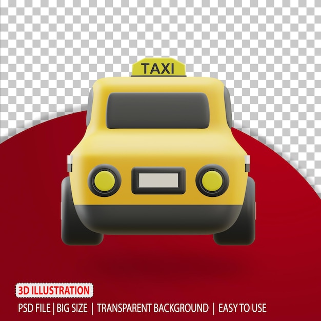 3d taxi icona viaggio illustrazione rendering con sfondo trasparente