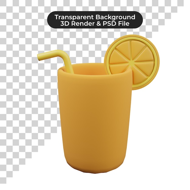 3D té helado con limón icono refrescante bebida de verano