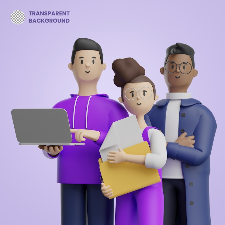 PSD 3d teamarbeit erfolg teambuilding digitale technologie kmu startup unternehmenswachstum