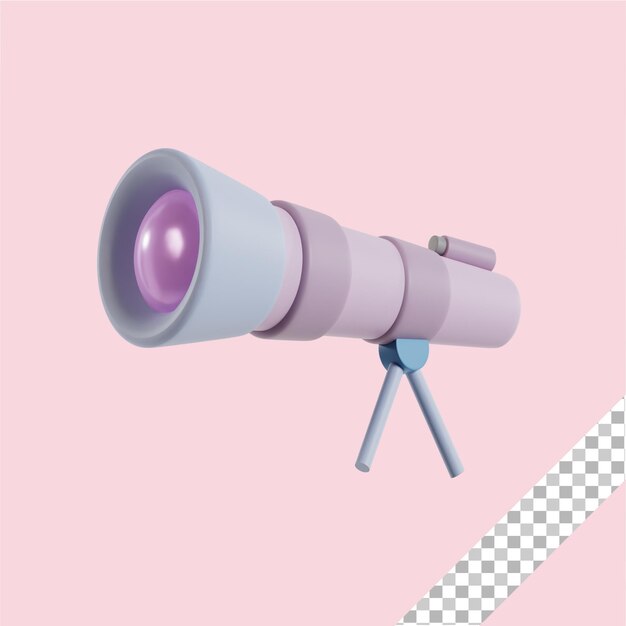 3D-Teleskop-Symbol mit transparentem Hintergrund