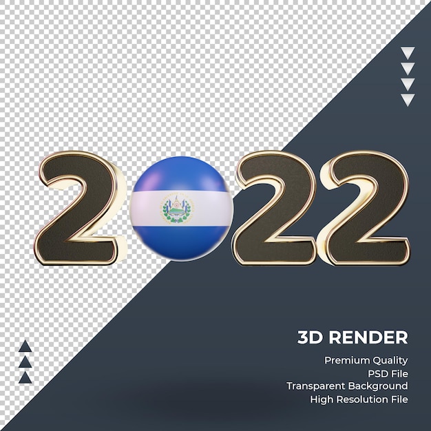 PSD 3d-text 2022 el salvador flagge rendering vorderansicht