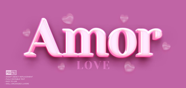 3D-Text amor benutzerdefinierter Text editierbarer Texteffekt im 3D-Stil