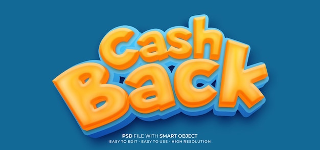 3d-text-cash-back-effekt im comic-stil, editierbarer textstil