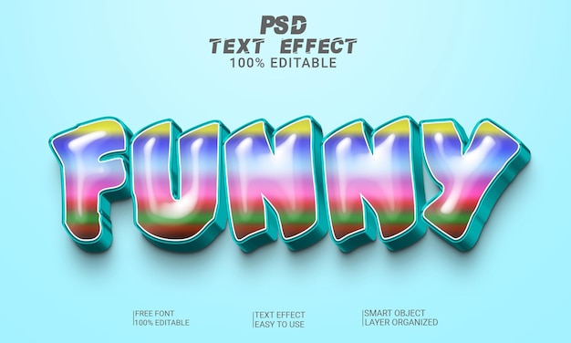 3D Text Effect Funny Full Editable Text Style PSD File