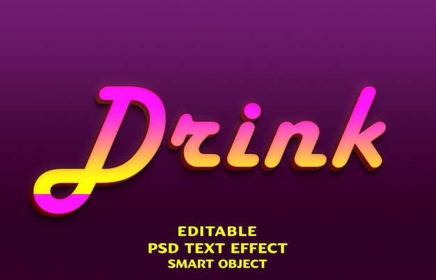 3d-text-effekt-design für getränke