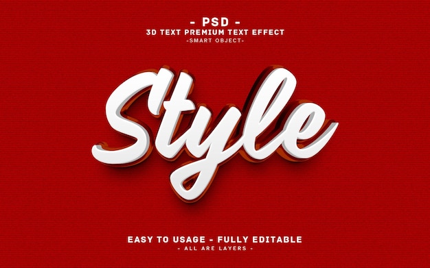 3D-Text-Effekt mit Stiltext auf rotem Hintergrund