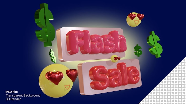PSD 3d text flash sales oblique