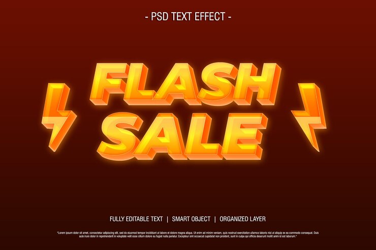 PSD 3d text flash výprodej upravitelný styl