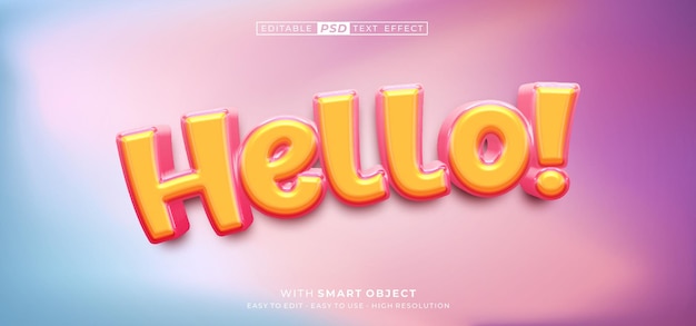 3d text hello text effect editable font style