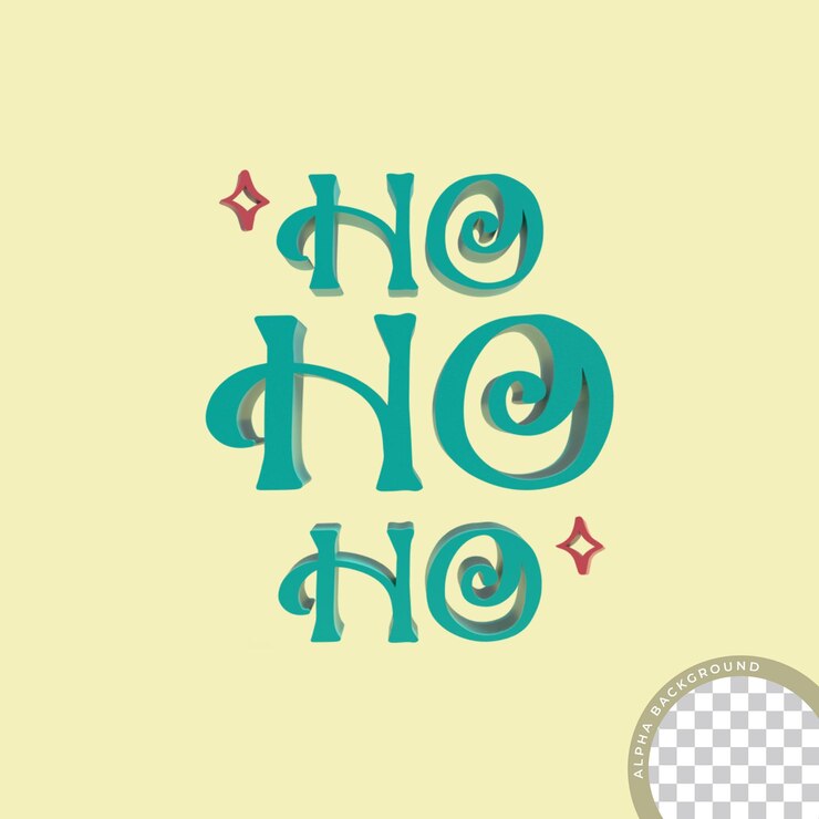 PSD 3d text ho ho ho santa claus. izolovaný text.