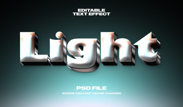 3D-Text-Licht-Effekt mit einem charmanten Chrom-Stil