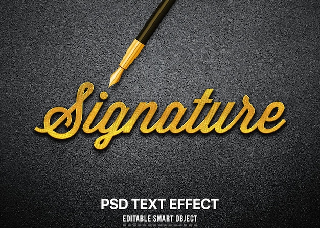 PSD 3d-text-signatur-effekt mit reichhaltigem 3d-text-stil-effekt