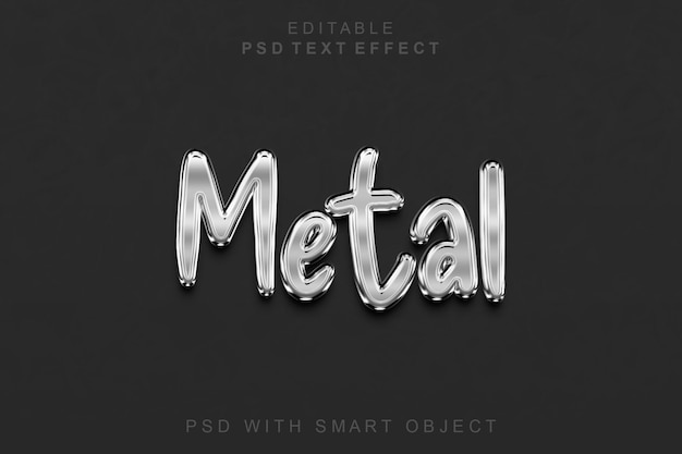 3D-Text-Stil Luxus-Metall-Silber-Effekt