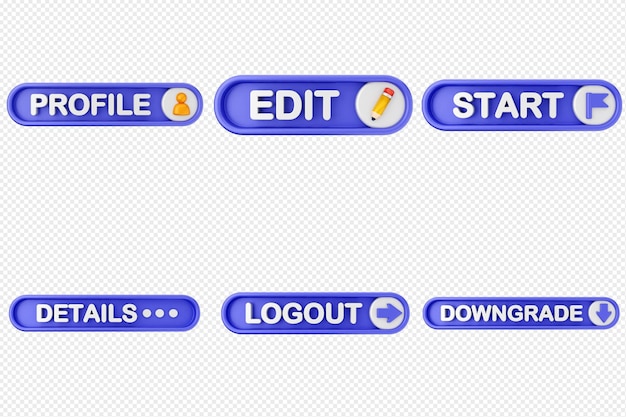 3D-Textbox-Klick-Taste-Symbol-Satz-Bündel
