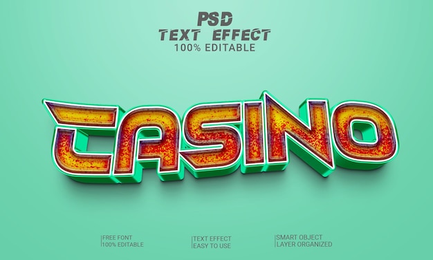 3d-texteffekt-casino-psd-datei im vollständig bearbeitbaren textstil