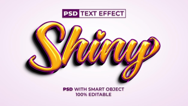 PSD 3d-texteffekt glänzender stil bearbeitbarer texteffekt