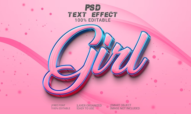 3d-texteffekt mädchen psd-datei