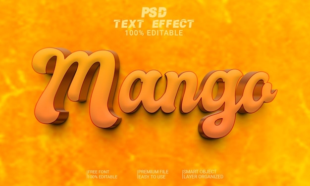 3d-texteffekt mango psd-datei