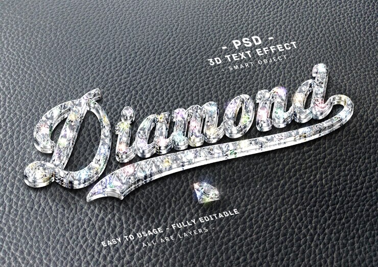 PSD 3d-texteffekt mit diamanten