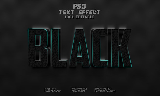 3d-texteffekt schwarze psd-datei