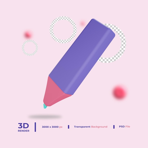 3D-Textmarker-Objekt mit transparentem Hintergrund