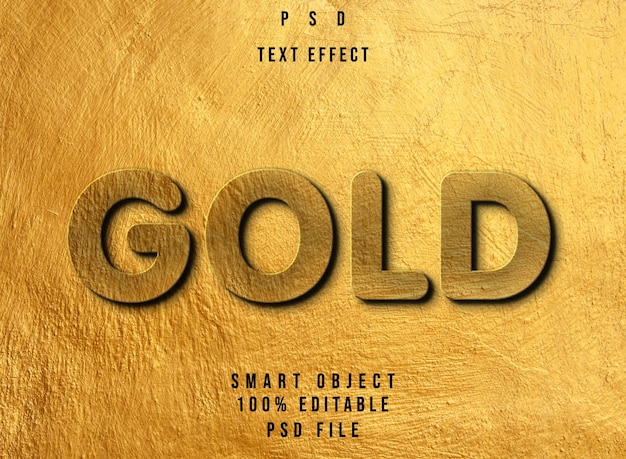 3D texto dorado Efecto de estilo PSD