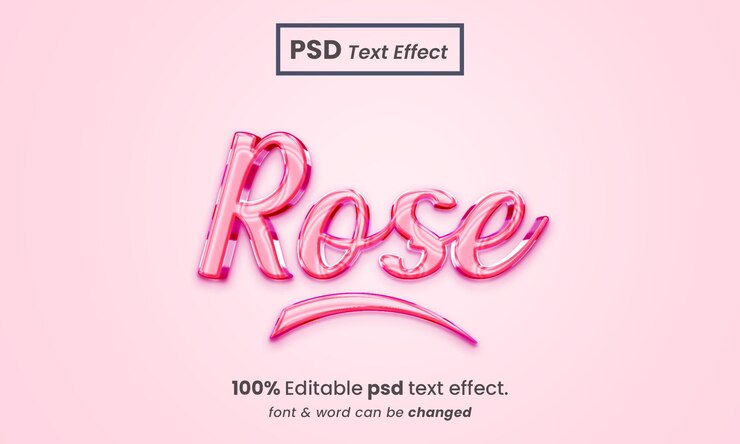 PSD 3d textový efekt růže lásky
