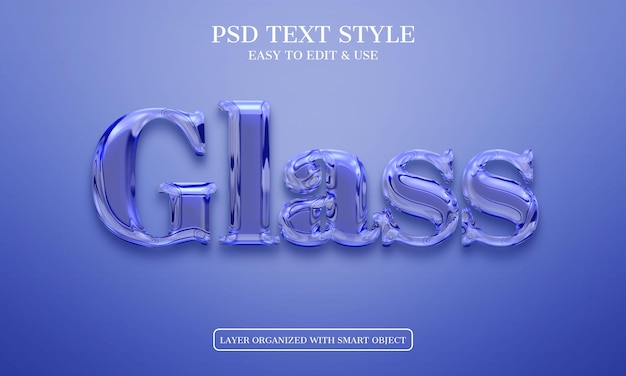 PSD 3d-textstildatei für glänzende glaseffekte