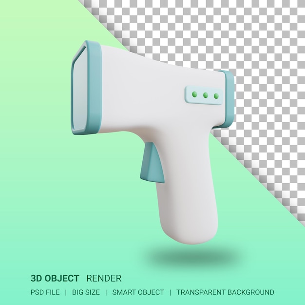 3d-thermometerpistole medizinische illustration isoliertes design