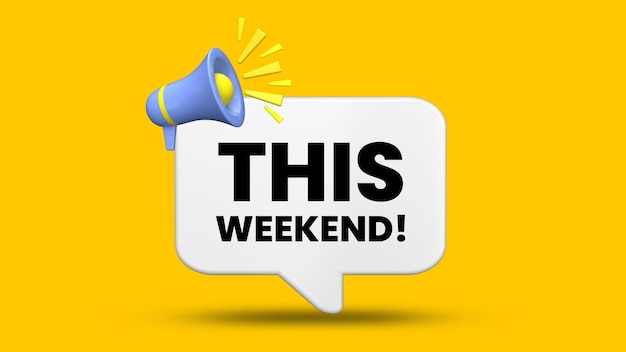 3D This Weekend Notification Popup UI with Bell Icon Event or Offer Alert Design