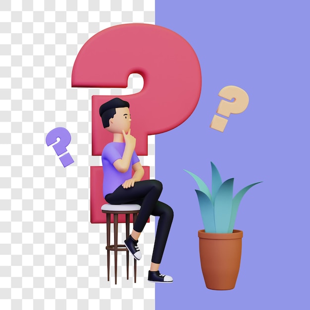 3D Thought illustration concept with simple design