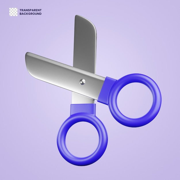 3D Tijeras Educación Papelería Render School Trim Cut Office Herramienta Edición