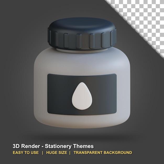 3d, Tintenflasche, Abbildung, Mit, Durchsichtig, Hintergrund