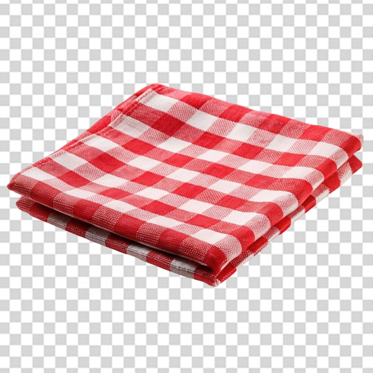 PSD 3d toalla de cocina tela vista superior vector aislado servilleta de mesa roja para picnic con cuadros de gingham