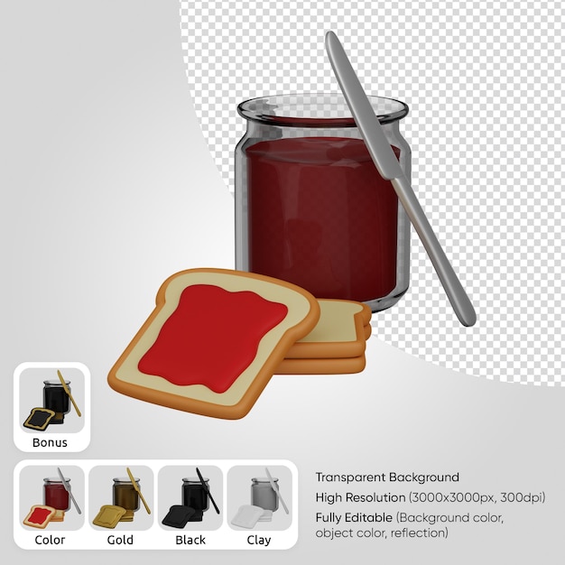 3d toast mit marmelade