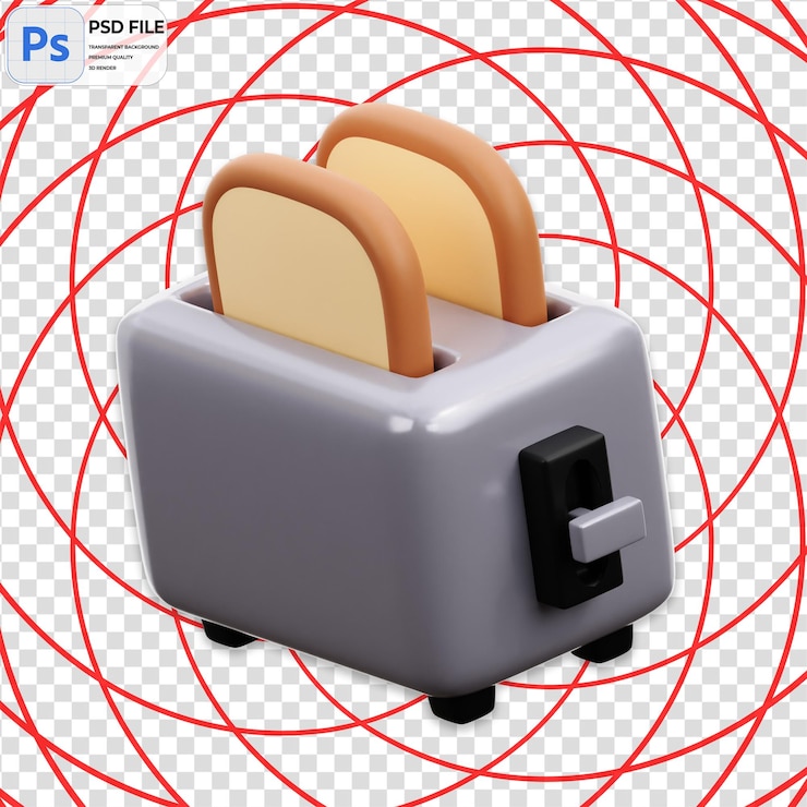 PSD 3d toaster icon isolated png illustration psd-vorlage für das isolieren von toaster-ikonen
