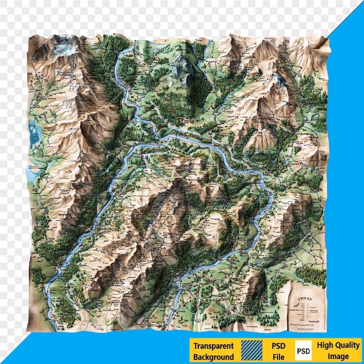 PSD 3d-topografische kartenillustration