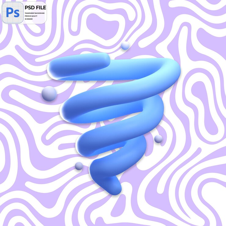 PSD 3d tornado render icon isolado png ilustración de la plantilla psd