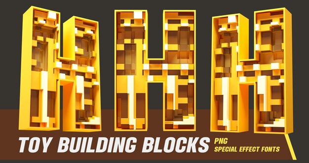 PSD 3d toys block style series multi view buchstabe h