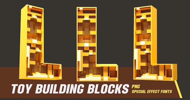 PSD 3d toys block style series multi view buchstabe l