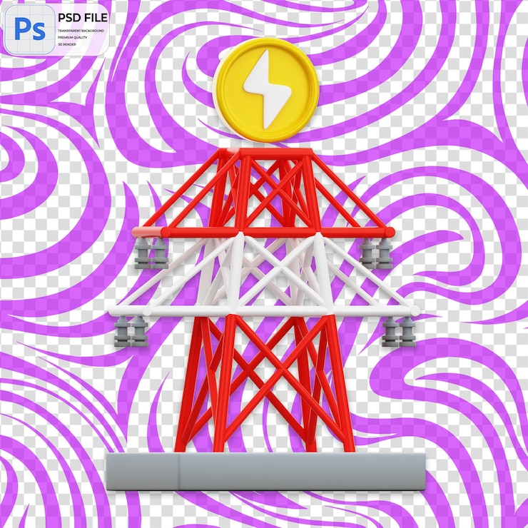 PSD 3d transmission tower icon isolated png illustration psd template