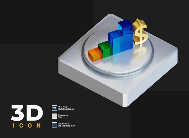 PSD 3d transparentes und farbenfrohes infografik-symbol