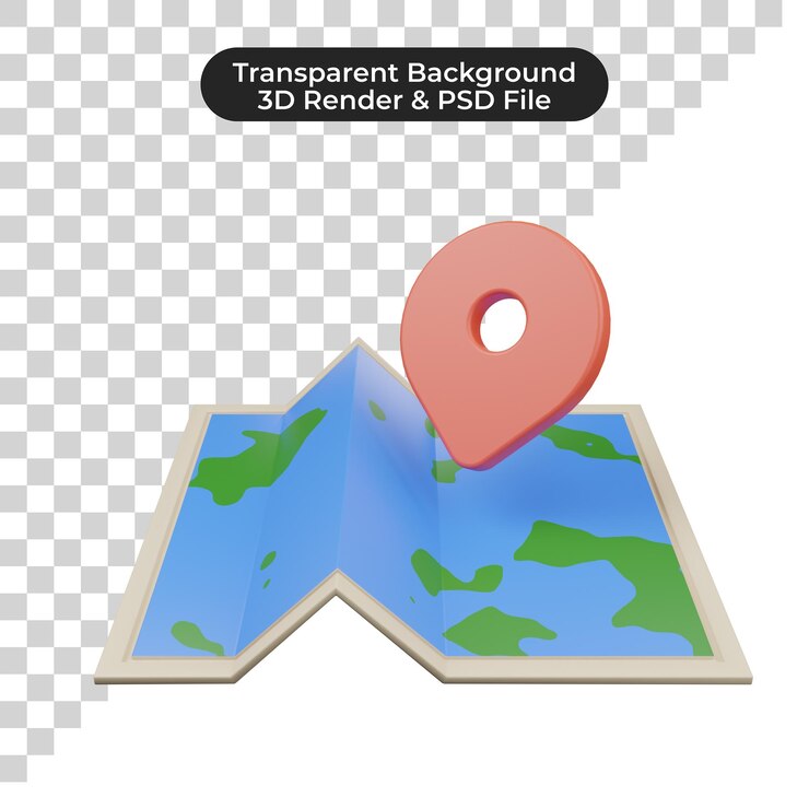PSD 3d travel map icon exploring new destinationsquot