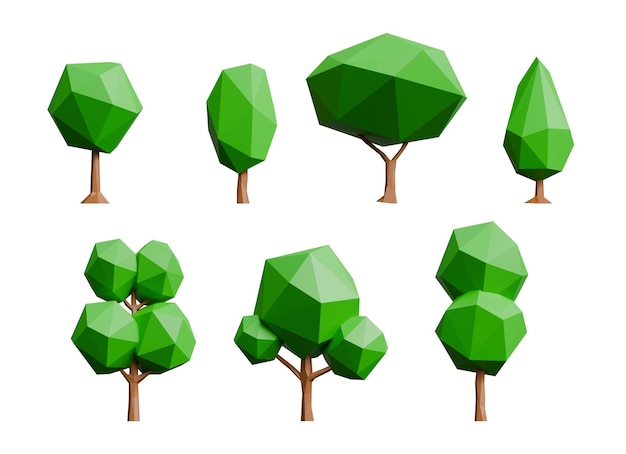 3d trees low poly collection