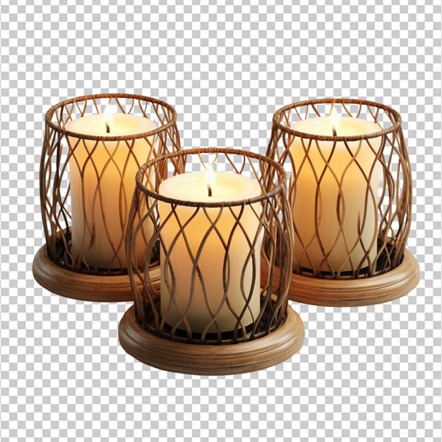 PSD 3d três conjuntos de candlelit cinco holders em fundo branco