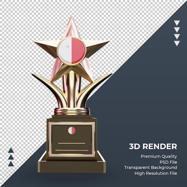 3d trofeo bandiera malta rendering vista frontale