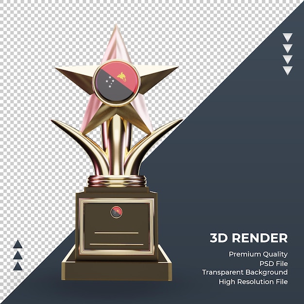 3d trofeo bandiera papua nuova guinea rendering vista frontale