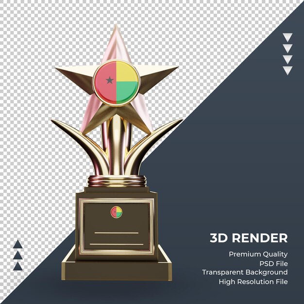 3d troféu bandeira da guiné renderizando vista frontal